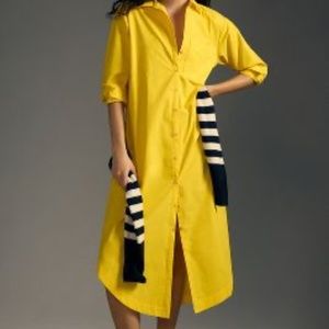 Anthropologie Soren Long Sleeve Shirt Dress Yellow 2X